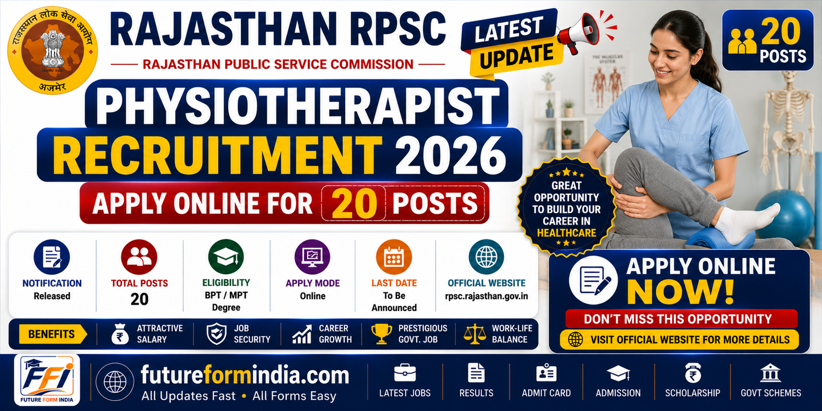Rajasthan RPSC Physiotherapist Recruitment 2026 – Apply Online for 20 Posts